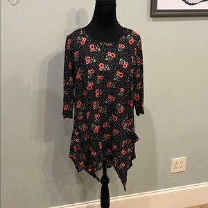 Floral Black Tunic Top